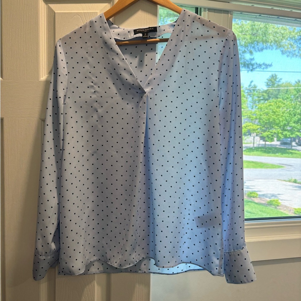 Banana Republic Sky Blue Polka Dot Top